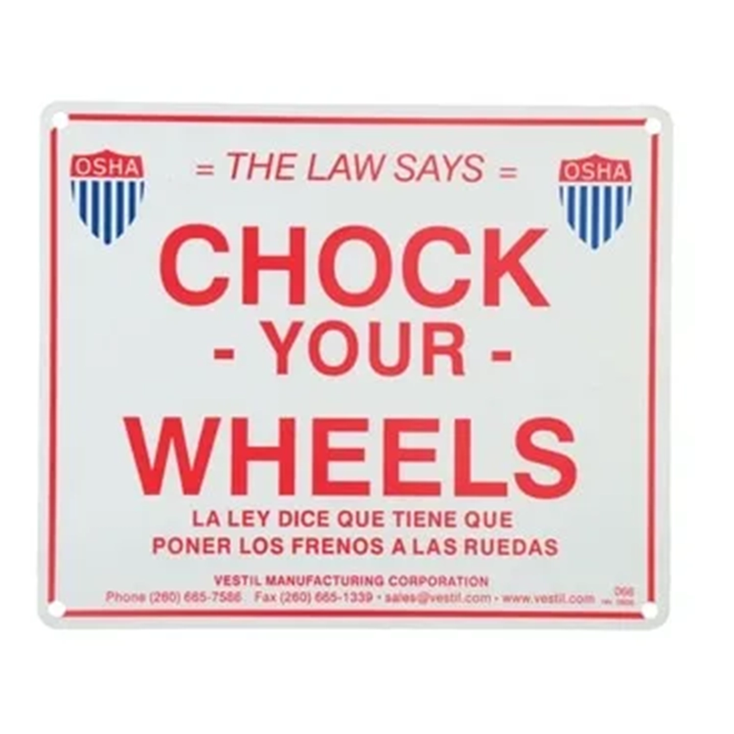 Vestil ( Aluminum Reflective Enamel Wheel Chock Sign SF-1012 )