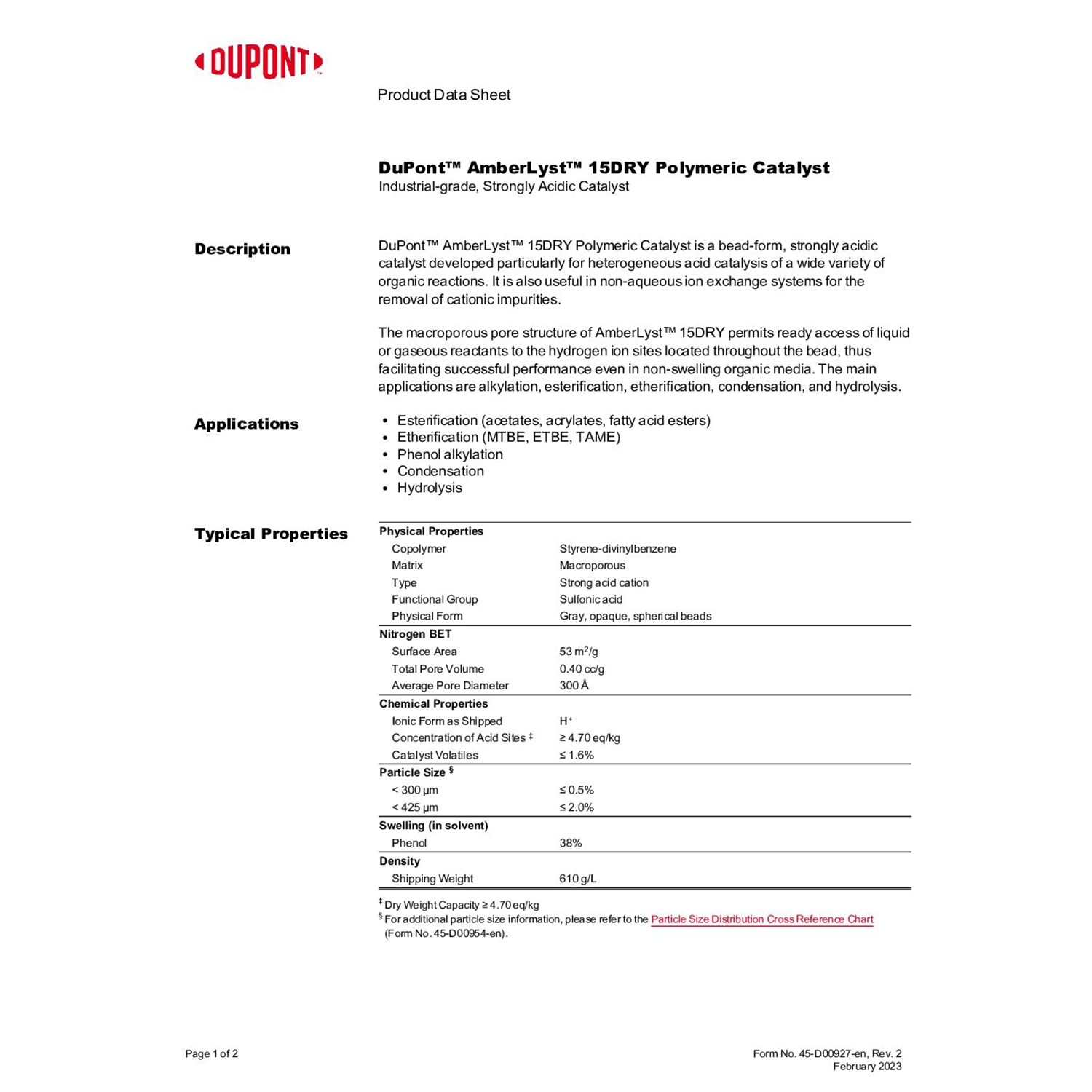 AMBERLITE 15DRY - 100KG DRUM