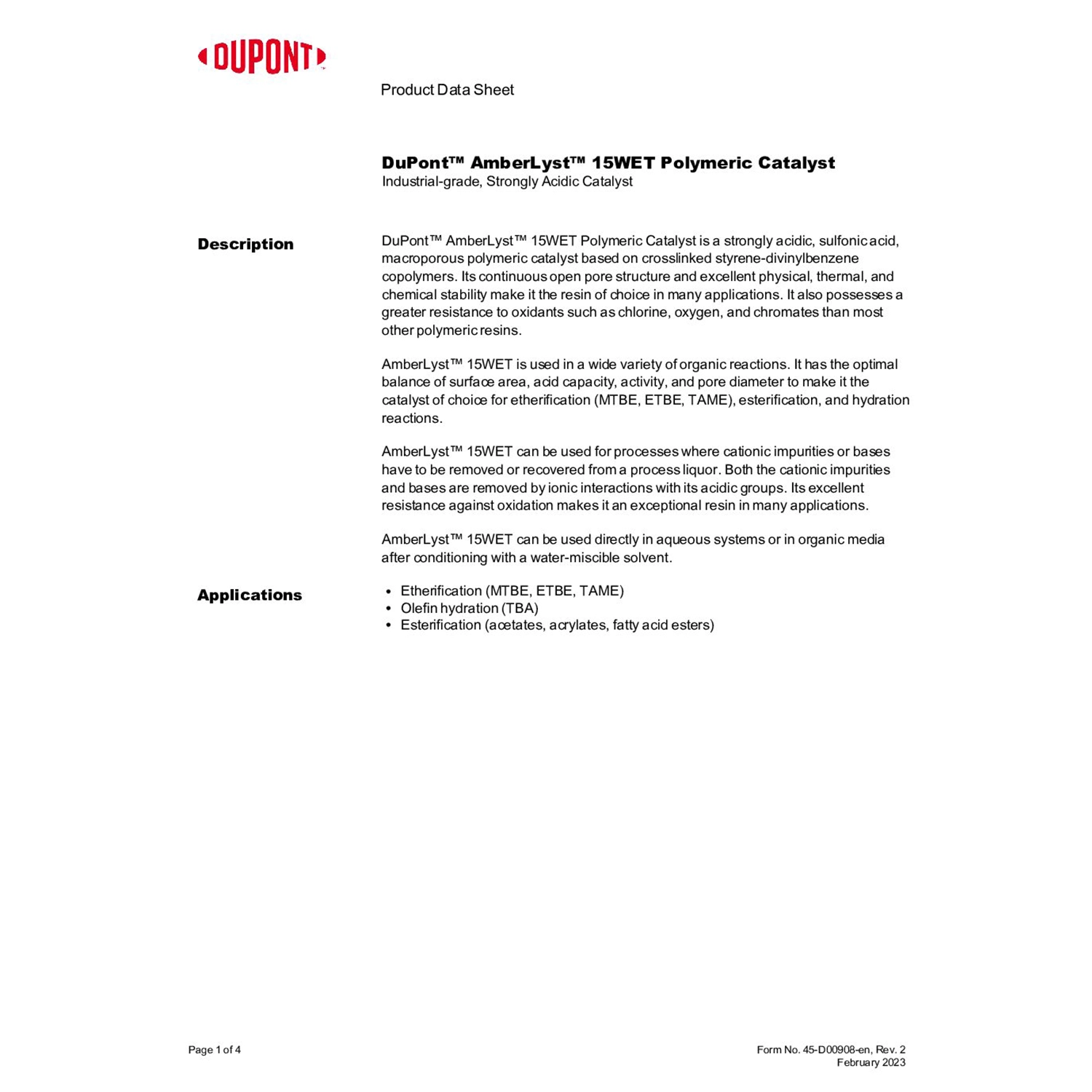 AMBERLITE 15WET - 991L SUPERSACK