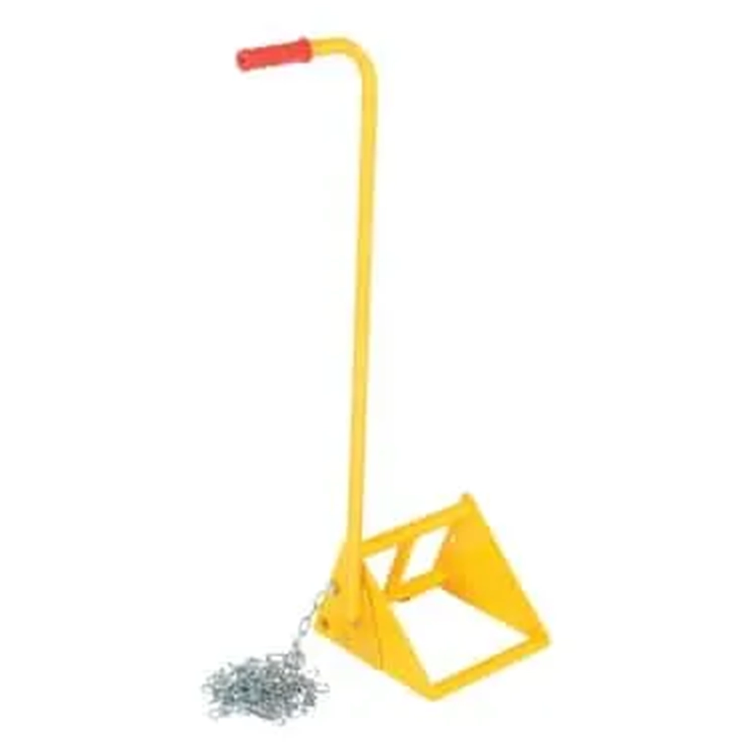 Vestil ( Fabricated Steel Wheel Chock With Ergonomic Handle Security Chain Yellow FAB-10-ERGO )