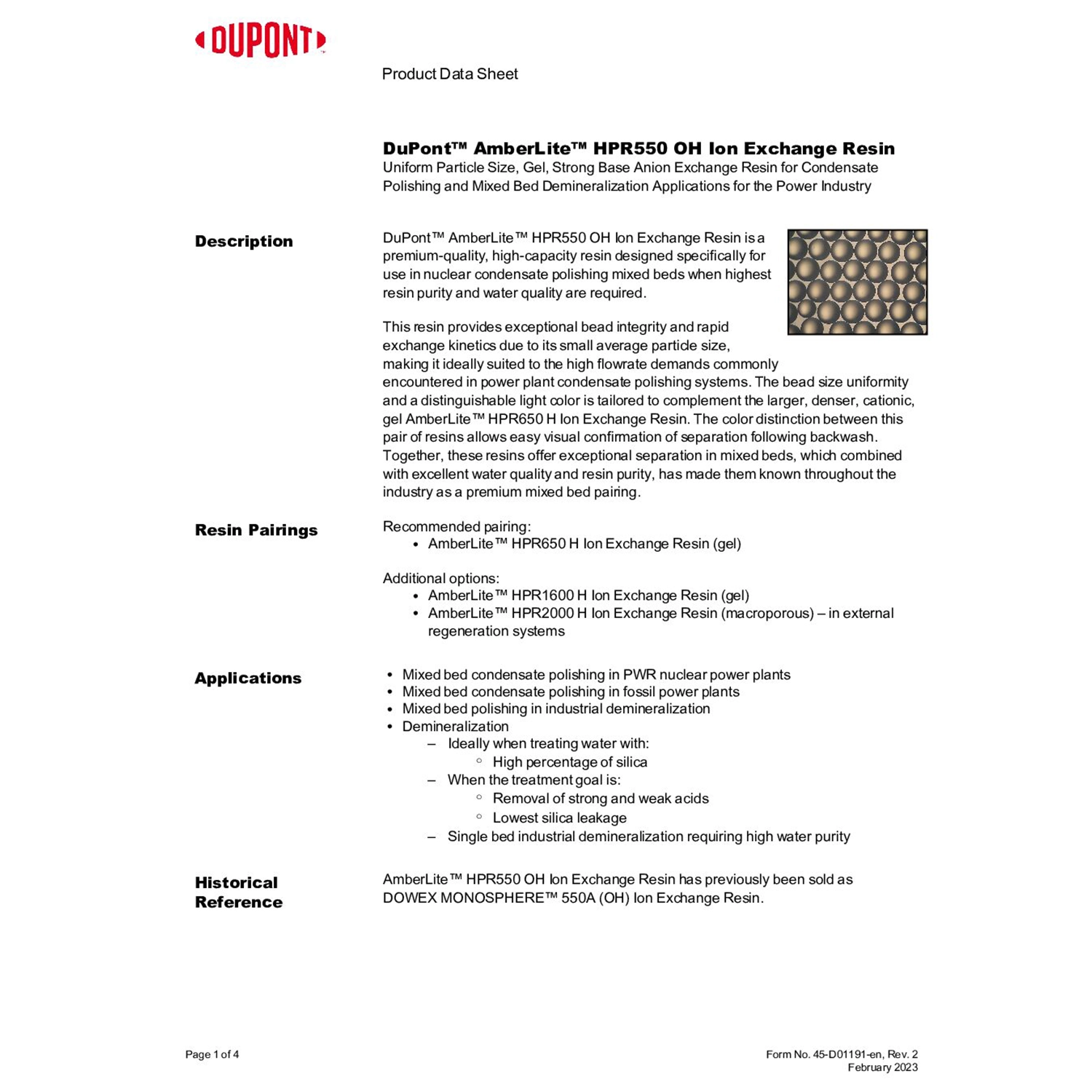 AMBERLITE HPR550 OH - 5 ft 3 DRUM